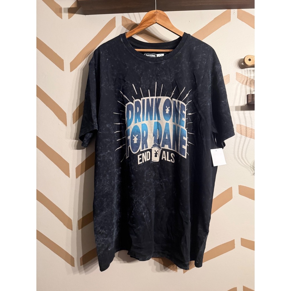 Dutch Bros Graphic T-Shirt Mens 2XL Black Drink One For Dane ALS Washed Effect‎
